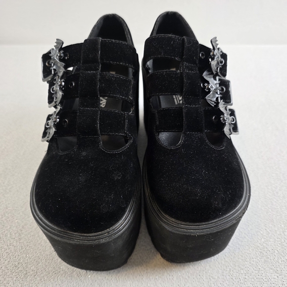 Killstar Evil Mary Janes Platform Shoes Black Velvet Wmn's 5 - Picture 5 of 12